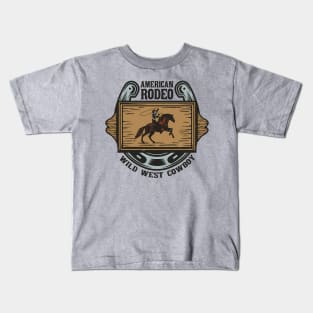 American rodeo wild west cowboy Kids T-Shirt